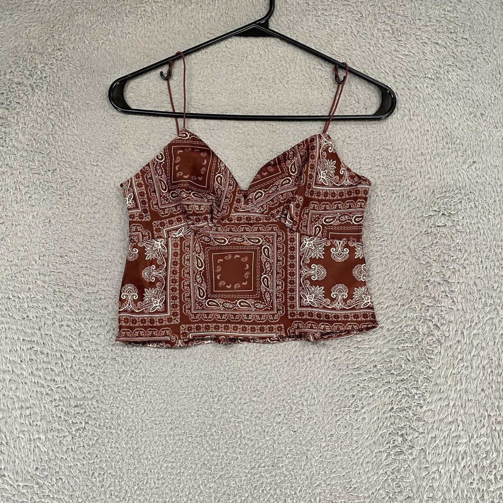 Women's Rust Paisley Print Spaghetti Strap Cami